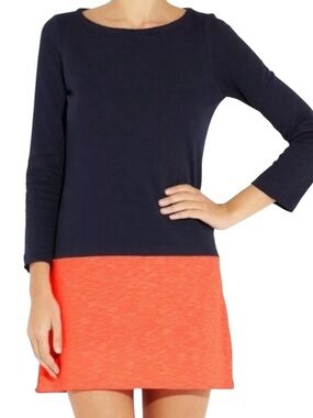 J. Crew Navy Coral Maritime Colorblock Shift Dress Small Preppy Beach Coastal